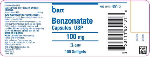 Benzonatate Capsules USP 100 mg 100s Label