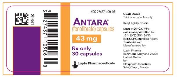 Principal Display Panel Antara (fenofibrate) capsules 43 mg 30 capsules