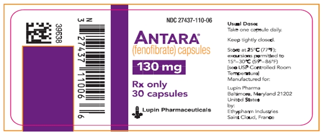 Principal Display Panel Antara (fenofibrate) capsules 130 mg 30 capsules