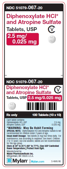 Diphenoxylate Hydrochloride and Atropine Sulfate 2.5 mg/0.025 mg Tablets Unit Carton Label