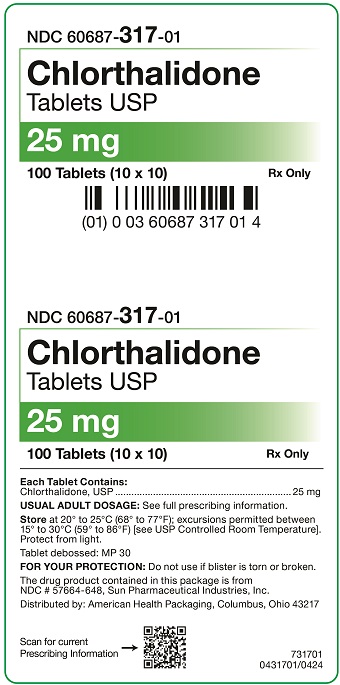 25 mg Chlorthalidone Tablets Carton - 100 UD