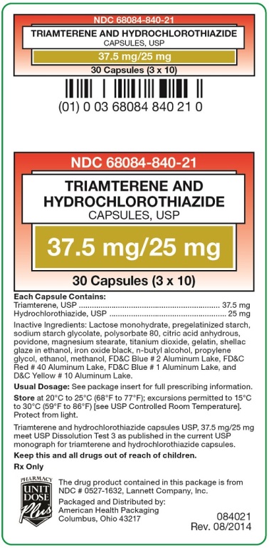 Triamterene and Hydrochlorothiazide Capsules, USP 37.5 mg/25 mg label