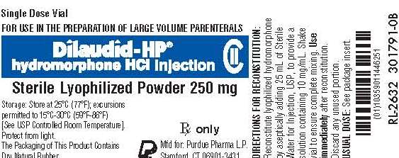Dilaudid hydromorphone HCl Injection Sterile Lyophilized Powder 250 mg