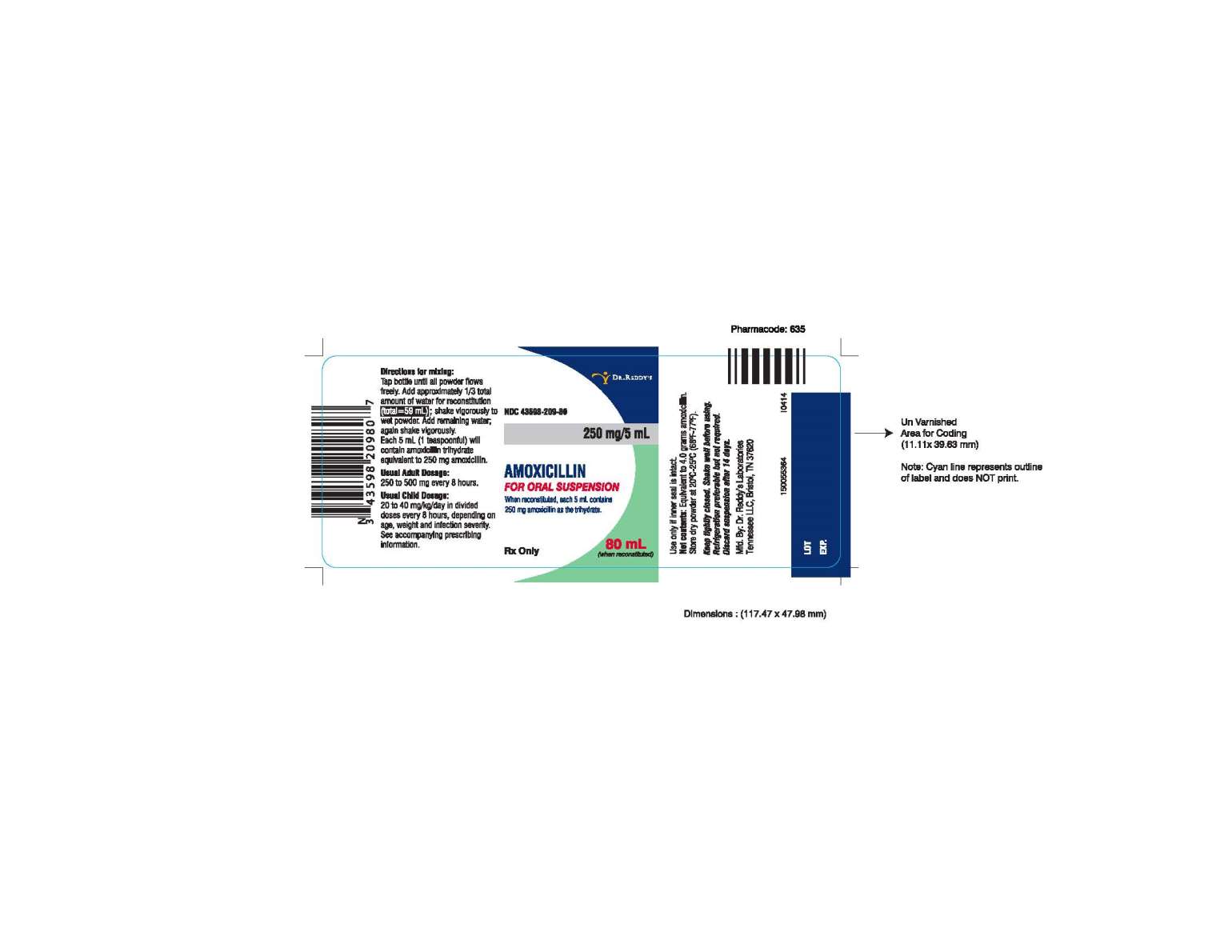 Amoxicillin Powder for Oral Suspension Label Image - 250 mg/5 mL, 80 mL