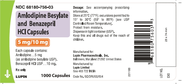 Amlodipine Besylate and Benazepril HCl Capsules - 1000 Capsules (5 mg/10 mg)