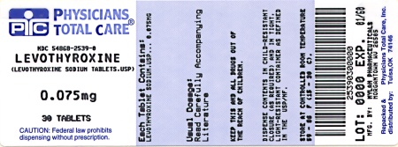 image of 75 mcg package label