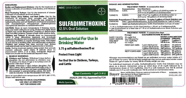 SULFADIMETHOXINE 12.5 Oral Solution Bottle Label