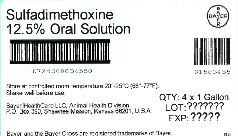 Sulfadimethoxine 12.5% Oral Solution Shipper Label