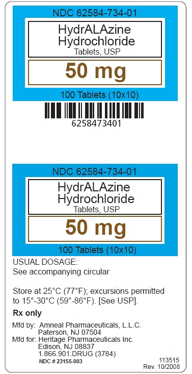 Hydralazine Hydrochloride 50 mg label