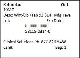 Ketorolac Tromethamine Tablets USP 10mg