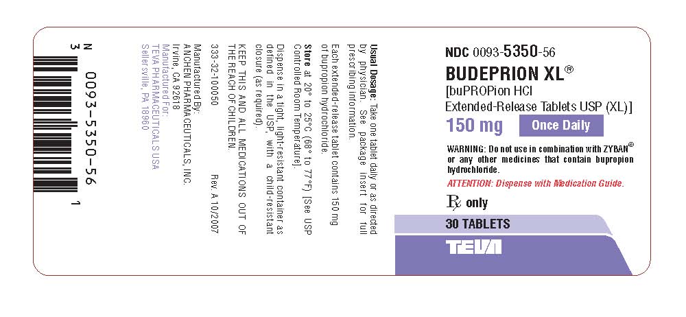 Budeprion XL Tablets 150 mg 30s Label