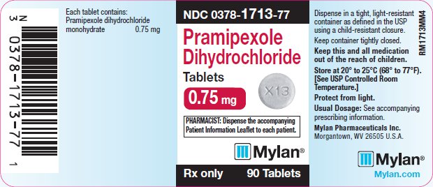 Pramipexole Dihydrochloride Tablets 0.75 mg Bottle Label