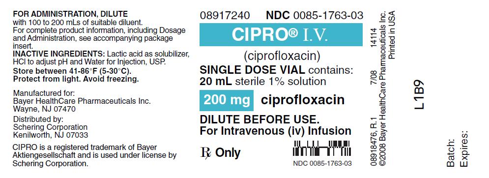 Cipro 20 mL 200 mg Vial Label