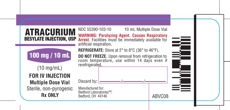 Atracurium Besylate Injection, USP vial label for the 10 mL