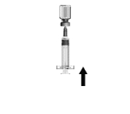 Figure 2. Transfer entire contents of prefilled syringe into vial. With needle still inserted, vigorously shake the vial.