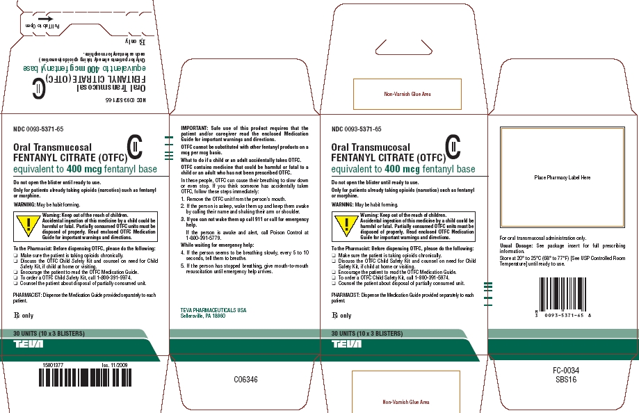 Oral Transmucosal Fentanyl Citrate 400 mcg Carton