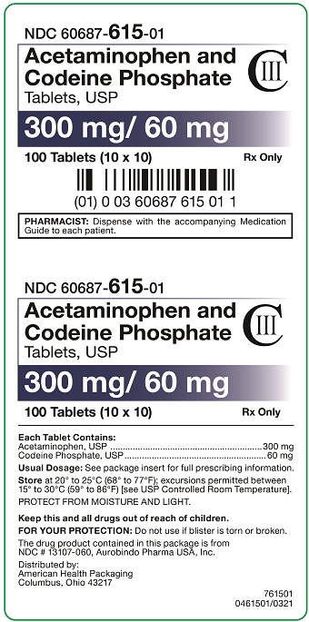 300 mg/ 60 mg Acetaminophen and Codeine Phosphate Tablets Carton