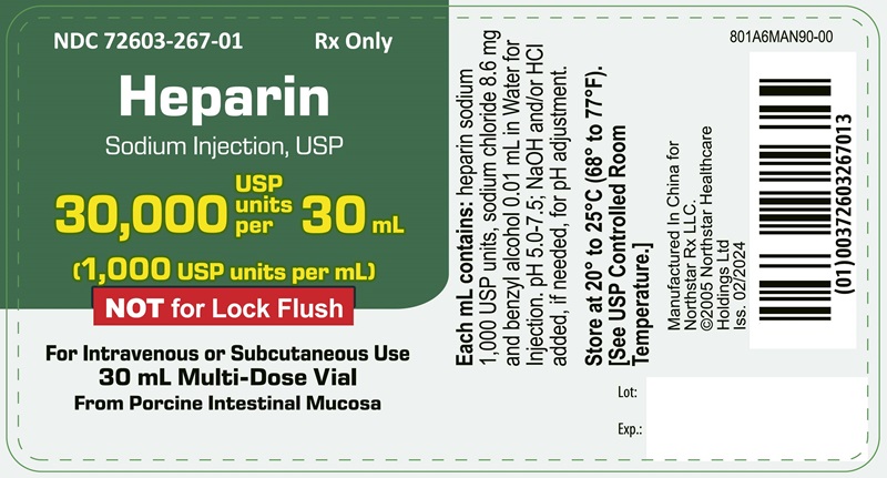 Principal Display Panel – Heparin Sodium Injection, USP 30,000 USP units per 30 mL Vial Label