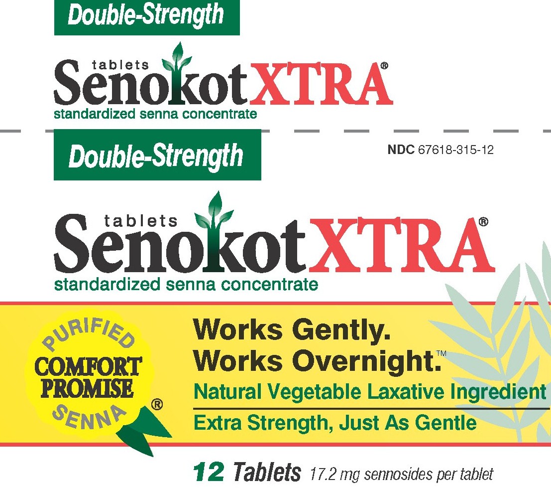 SenokotXTRA Tablets NDC 67618-315-12