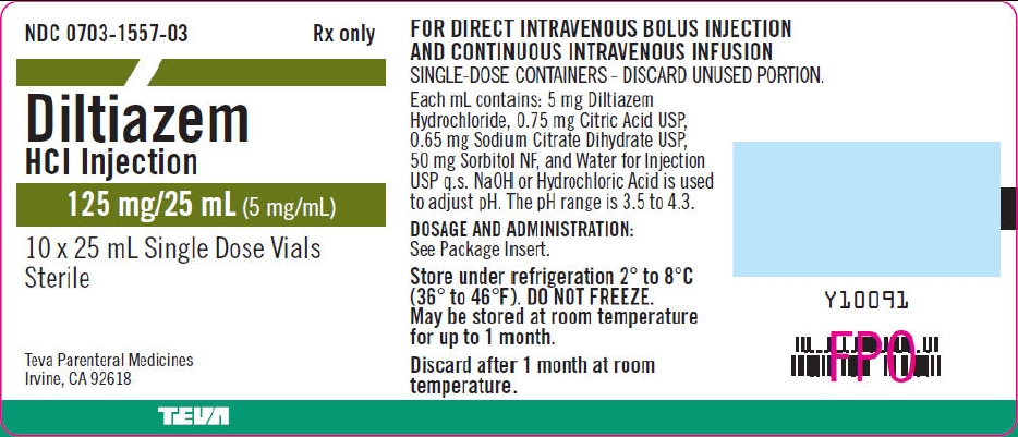 Diltiazem Hcl Injection 125 mg/25 mL (5 mg/mL) 10 x 25 mL Single Dose Vials Tray Label