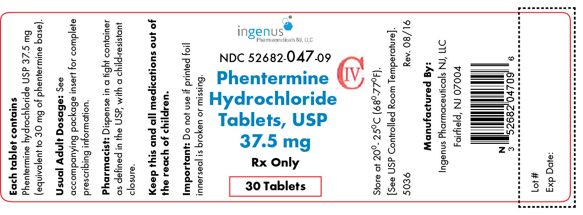 Phentermine hydrochloride Tablets, USP - 30ct