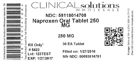 Naproxen 250mg 30 count blister card label