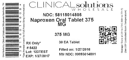 Naproxen 375mg 30 count blister card label