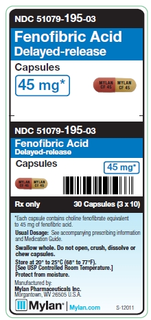 Fenofibric Acid D.R. 45 mg Capsules Unit Carton Label