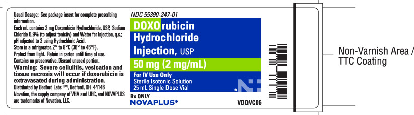 Vial label for Doxorubicin Hydrochloride Injection USP 50 mg per 25 mL