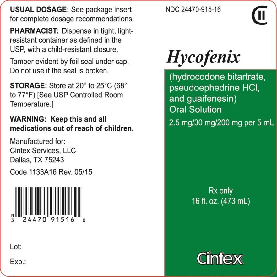 Hycofenix 16 oz container label
