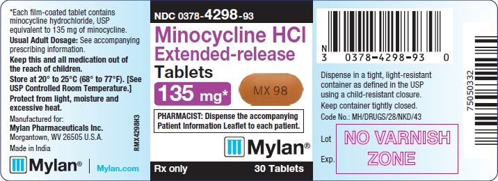 Minocycline Hydrochloride Extended-release Tablets 135 mg Bottle Labels