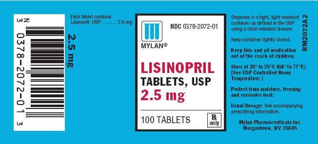 Lisinopril 2.5 mg in bottles of 100 Tablets