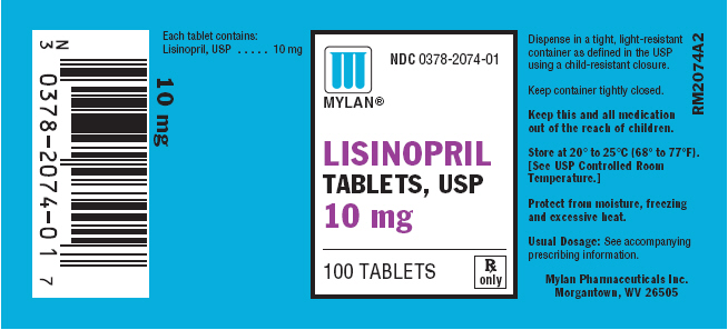 Lisinopril 10 mg in bottles of 100 Tablets