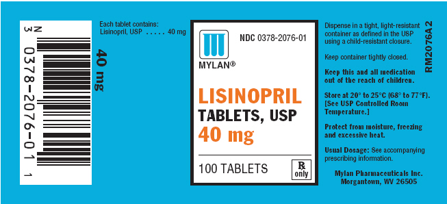 Lisinopril 40 mg in bottles of 100 Tablets