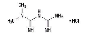 image of metformin hydrochloride chemical structure