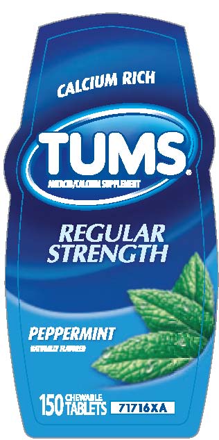 TUMS Regular Strength Peppermint Label
