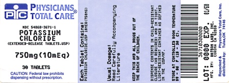 image of 750 mg/10 mEq package label
