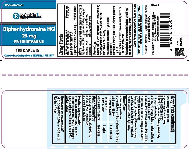 Diphenhydramine 25 mg caplets