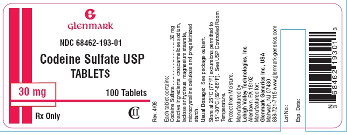 Codeine Sulfate 30 mg Label
