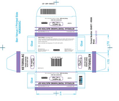 Shelf carton to hold 10 vial of Ketorolac Tromethamine Injection, 30 mg per 1 mL vial