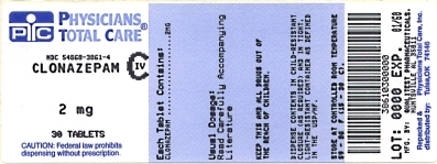 This is an image of the label for 2 mg Clonazepam Tablets, USP CIV.