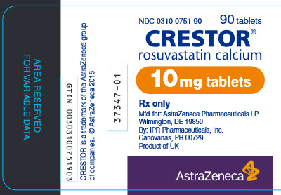Crestor 10 mg tablet 90 count bottle label