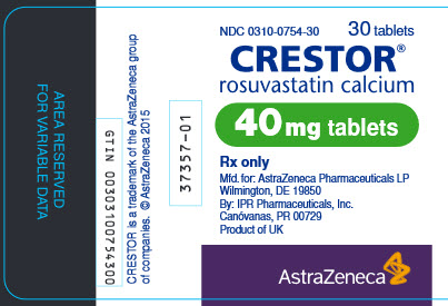 Crestor 40 mg tablet 30 count bottle label