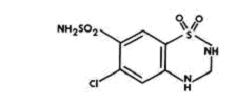 Structural formula for Hydrochlorothiazide