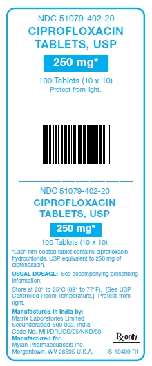 Ciprofloxacin 250 mg Tablets Unit Carton Label