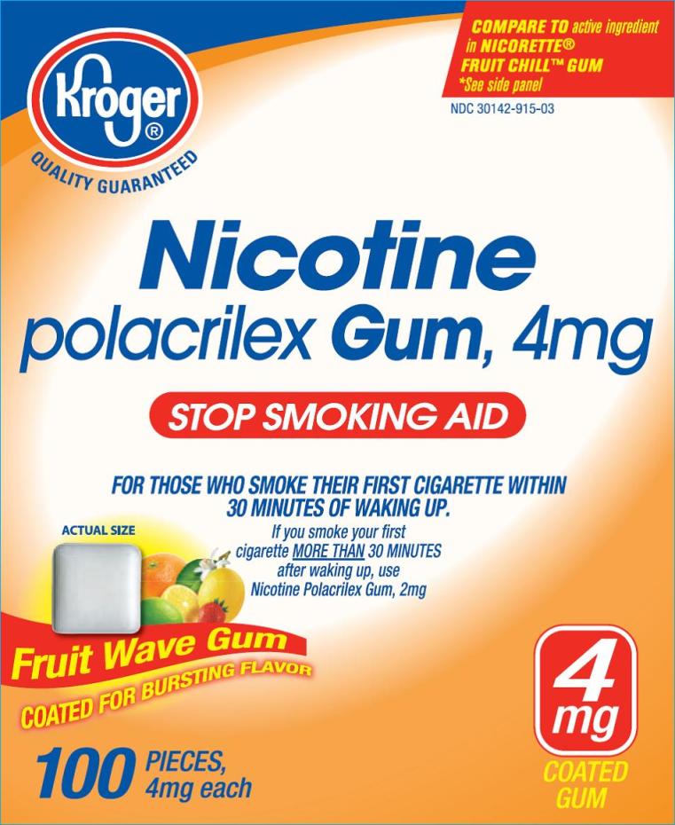 Nicotine Polacrilex 4mg Fruit Wave 100 count Kroger carton