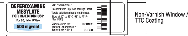 VIAL LABEL FOR 500 MG DOSE OF DEFEROXAMINE MESYLATE FOR INJECTION 