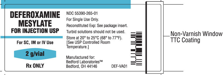 VIAL LABEL FOR 2 G DOSE OF DEFEROXAMINE MESYLATE FOR INJECTION 