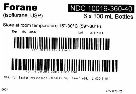 Forane Carton Label - NDC 10019-360-40