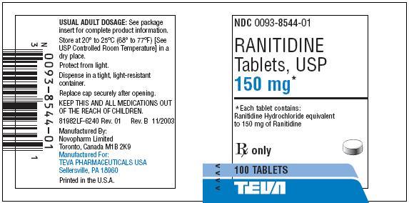 Ranitidine Tablets USP 150 mg 100s Label
